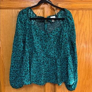 Ava & Viv Teal Floral Blouse